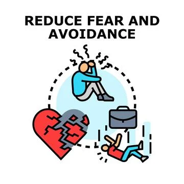 Reducing fear and avoidance managing mental health problems Stock Illustration