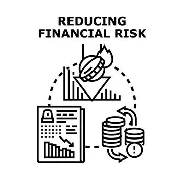 Reducing financial risk management strategy icon concept Stock Illustration