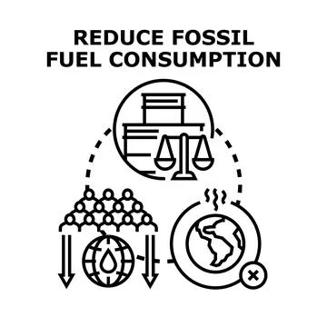 Reducing fossil fuel consumption for environmental protection Stock Illustration