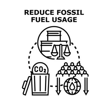 Reducing fossil fuel usage for climate protection Stock Illustration