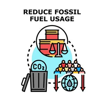 Reducing fossil fuel usage for climate protection Illustrazione stock
