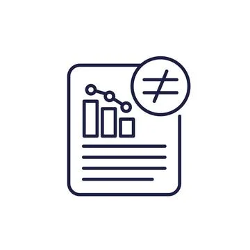 Reducing inequality icon with report, line vector Stock Illustration