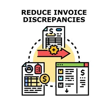 Reducing invoice discrepancies and financial accounting processes Stock Illustration