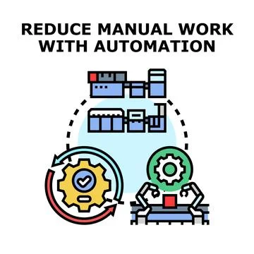 Reducing manual work with process automation system Stock Illustration