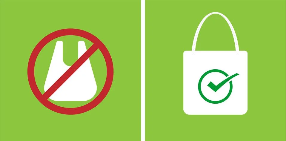 Reducing Pollution plastic uses concept,No plastic bags.Vector illustration Stock Illustration