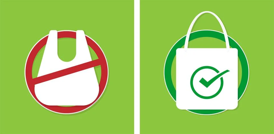 Reducing Pollution plastic uses concept,No plastic bags.Vector illustration Stock Illustration