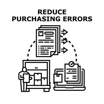 Reducing purchasing errors and optimizing procurement process Illustrazione stock