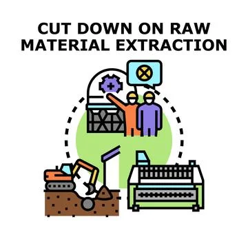 Reducing raw material extraction and promoting resource recycling loop Stock Illustration