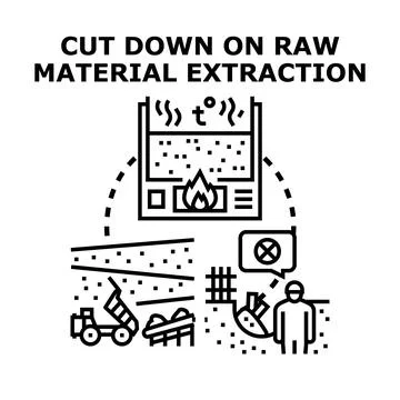 Reducing raw material extraction for sustainable economy production イラスト素材