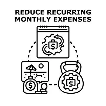 Reducing recurring monthly expenses concept vector illustration Stock Illustration