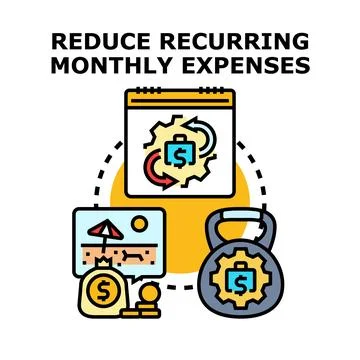 Reducing recurring monthly expenses concept vector illustration 库存插图