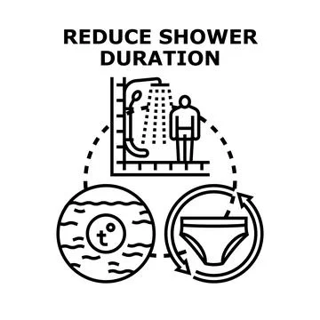 Reducing shower duration for water and energy saving Stock Illustration