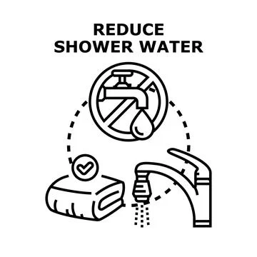 Reducing shower water usage for environmental sustainability Stock Illustration