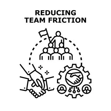 Reducing team friction and improving teamwork collaboration Stock Illustration