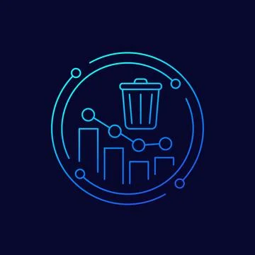 Reducing waste icon with a chart, linear design Illustrazione stock