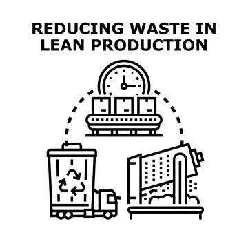Reducing waste in lean production process concept Stock Illustration