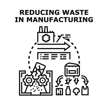 Reducing waste in manufacturing process and recycling Stock Illustration