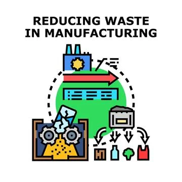 Reducing waste in manufacturing process and recycling Stock Illustration