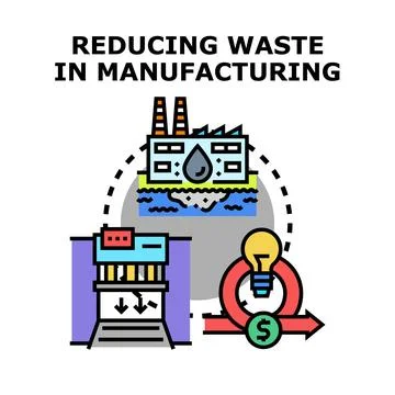 Reducing waste in manufacturing process concept Stock Illustration