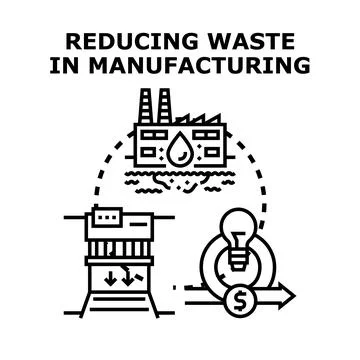 Reducing waste in manufacturing process concept Stock Illustration