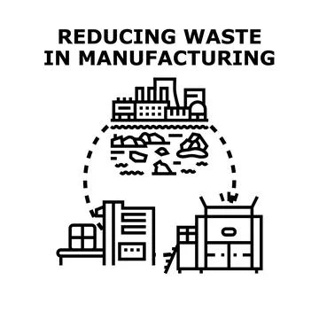 Reducing waste in manufacturing production process concept Stock Illustration