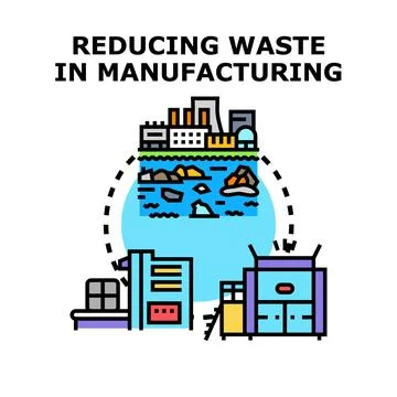 Reducing waste in manufacturing production process concept Stock Illustration
