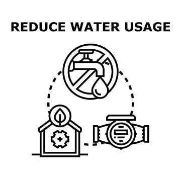 Reducing water usage concept with home ecology and meter Ilustración de archivo