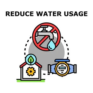 Reducing water usage concept with home ecology and meter Ilustração Stock