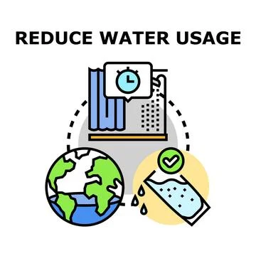 Reducing water usage for global environmental conservation Illustrazione stock