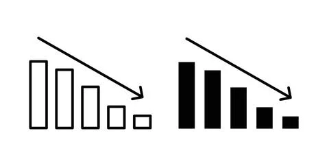 Reduction chart icon in black and white. vector icon pack for websites Illustrazione stock
