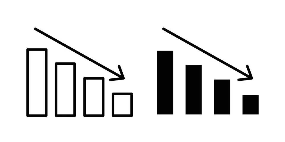 Reduction chart icon black vector isolated on white Stock Illustration