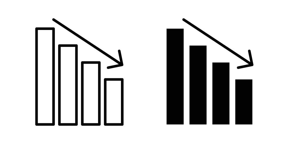 Reduction chart icon design. Illustration icons in linear and clipart pack Illustrazione stock