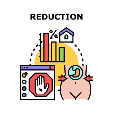 Reduction concepts including weight loss and data decline Stock Illustration