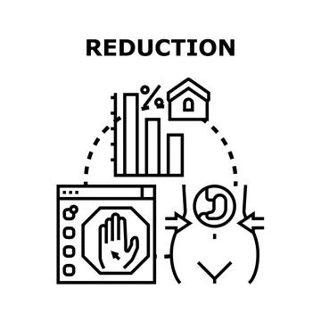 Reduction concepts including weight loss and data decline Stock Illustration