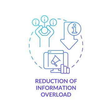 Reduction of information overload blue gradient concept icon Stock Illustration
