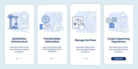 Reduction of overcrowding light blue onboarding mobile app screen Stock Illustration
