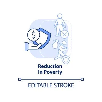 Reduction in poverty light blue concept icon Illustrazione stock