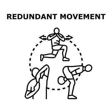 Redundant movement in exercise training concept Stock Illustration