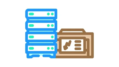 Redundant power supply data center color icon animation Vídeo Stock 327259021
