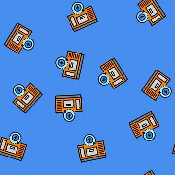 Redundant power supply data center vector seamless pattern Stock Illustration