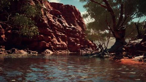 Redwall reflection in Colorado River Stock Illustration