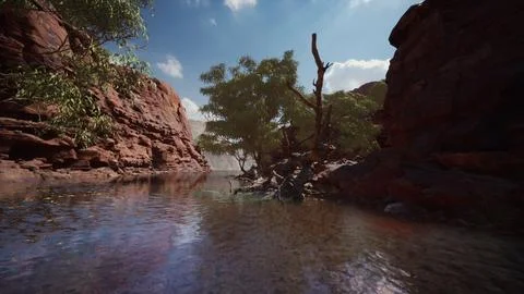 Redwall reflection in Colorado River Stock Illustration