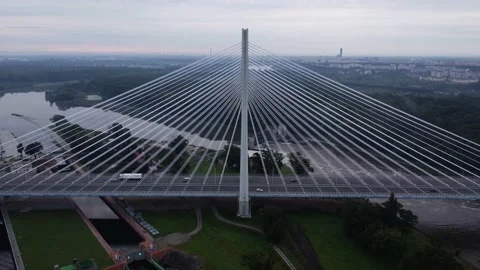 Rędziński Bridge drone footage Stock Footage 220596742