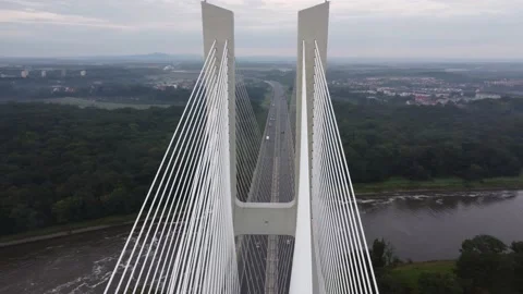 Rędziński Bridge drone footage Stock Footage 220599286