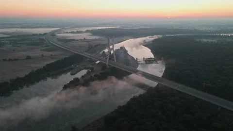 Redzinski Bridge, Wroclaw, Poland. Drone footage Stock Footage 233846463