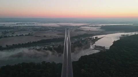 Redzinski Bridge, Wroclaw, Poland. Drone footage Stock Footage 233846499