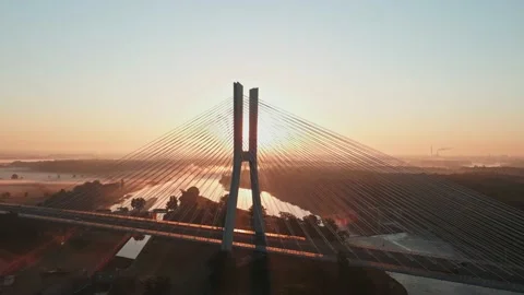 Redzinski Bridge, Wroclaw, Poland. Drone footage Stock Footage 233846583