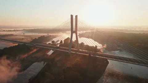 Redzinski Bridge, Wroclaw, Poland. Drone footage Stock Footage 233846777