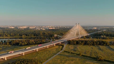 Redzinski bridge in Wroclaw in Poland Stock Footage 90728249