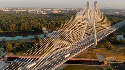 Redzinski bridge in Wroclaw in Poland Stock Footage 90728528
